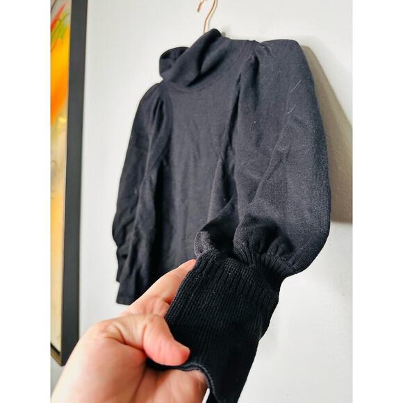 APIECE APART Black Wool Turtleneck Puffed Drapey Sleeves Dewi Sweater size Large - Picture 8 of 12